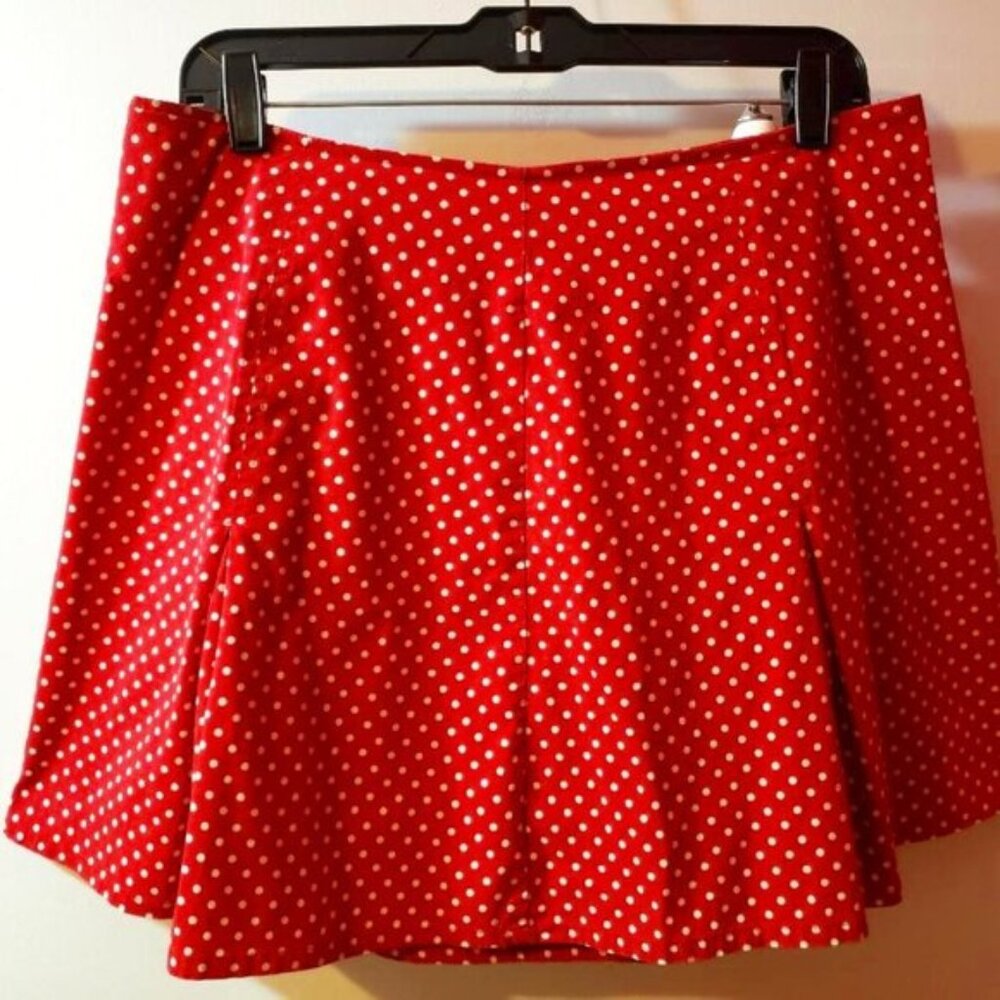 VINTAGE PROMOD MINI SKIRT RED & WHITE POLKA DOT WOMENS HARDLY WORN DRESS PLEATED